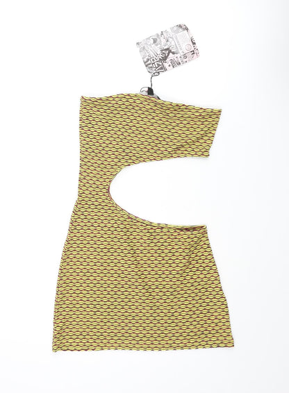 New Girl Order Womens Multicoloured Geometric Polyester Bodycon Size 10 Sweetheart Pullover - Cut Out