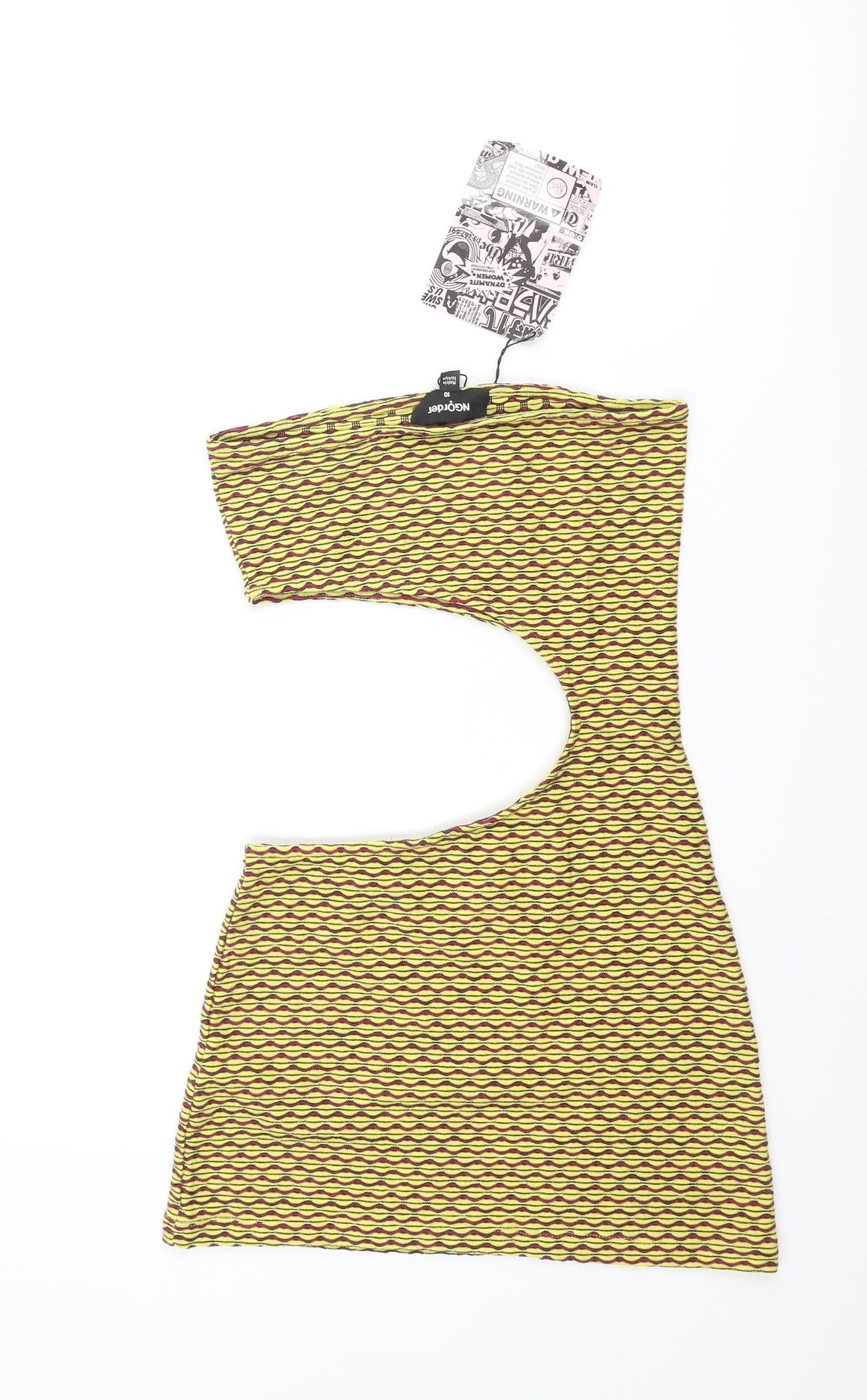 New Girl Order Womens Multicoloured Geometric Polyester Bodycon Size 10 Sweetheart Pullover - Cut Out