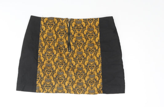 Pull&Bear Womens Multicoloured Geometric Cotton Mini Skirt Size S Zip - Colourblock
