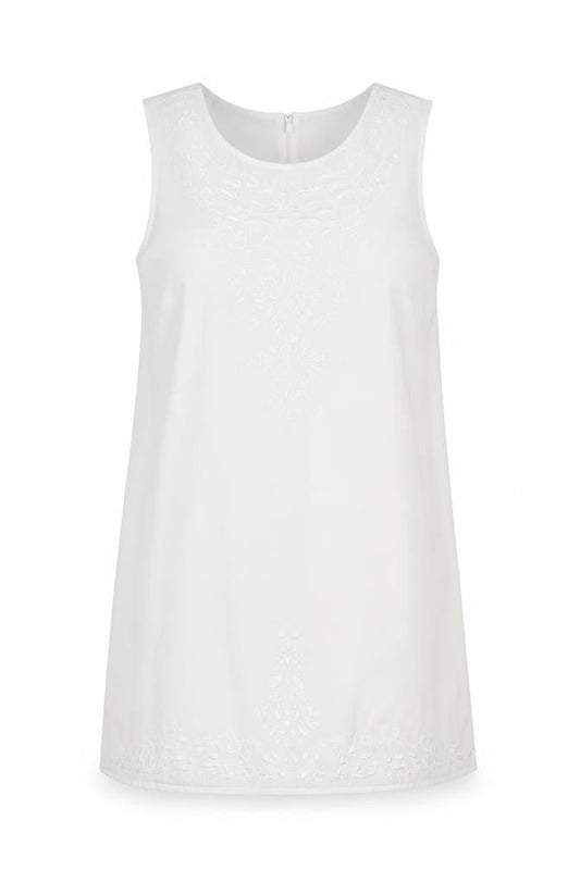 Cynthia Rowley Womens White Polyester Shift Size 10 Round Neck Button - Cut Out Detail