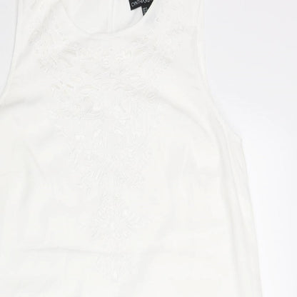 Cynthia Rowley Womens White Polyester Shift Size 10 Round Neck Button - Cut Out Detail