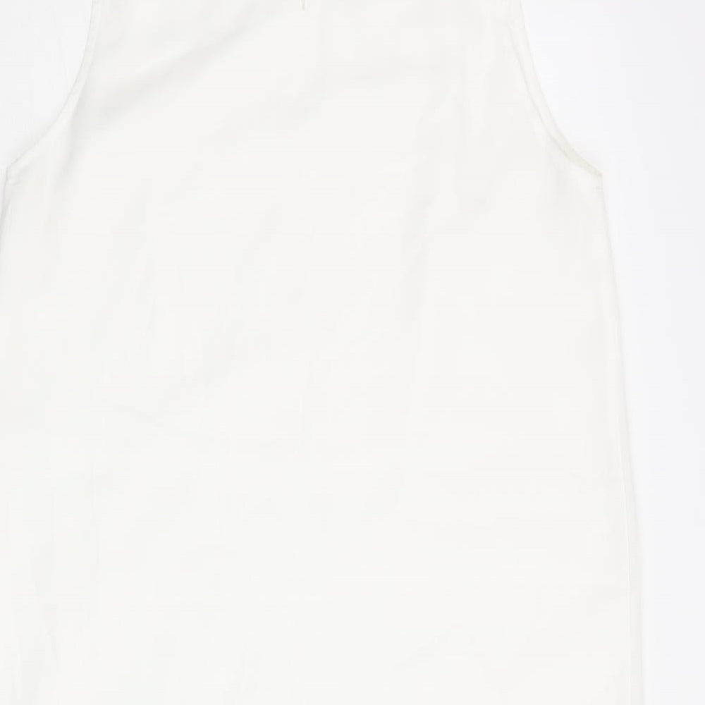 Cynthia Rowley Womens White Polyester Shift Size 10 Round Neck Button - Cut Out Detail