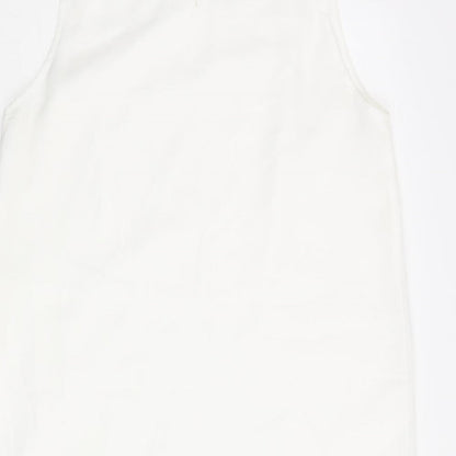 Cynthia Rowley Womens White Polyester Shift Size 10 Round Neck Button - Cut Out Detail