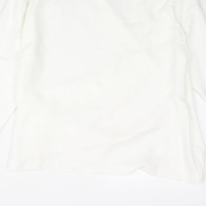 Zara Womens White Polyester Basic Blouse Size L V-Neck - Cowl Front