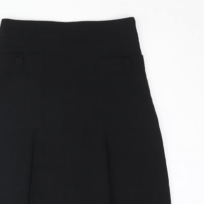 Mango Womens Black Polyester A-Line Skirt Size S Zip