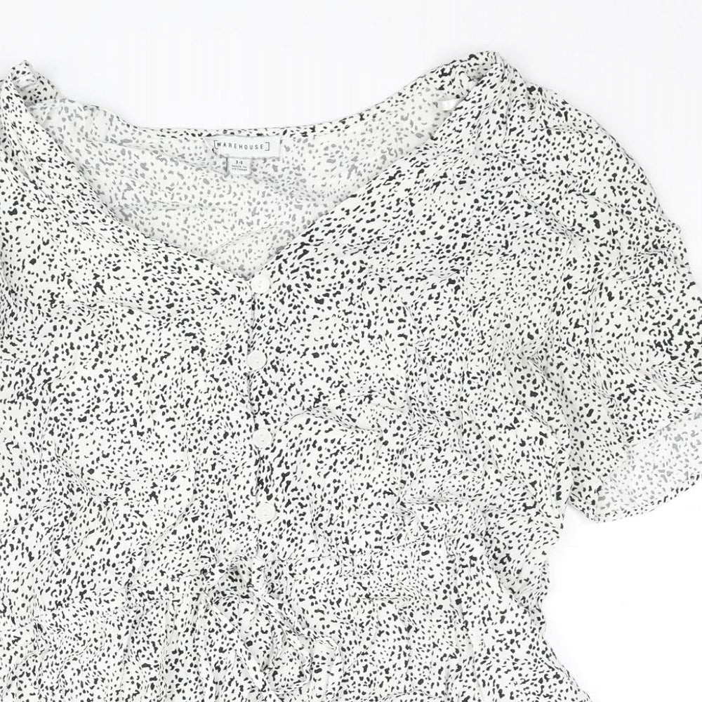 Womens UK Size 14 Warehouse White Basic Blouse