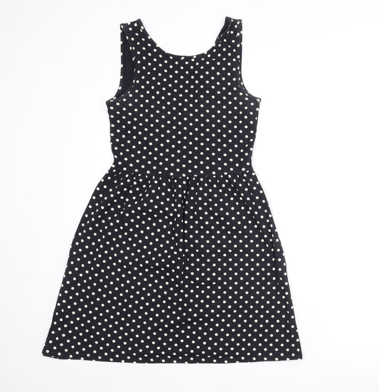 Only Womens Black Polka Dot Polyester A-Line Size S Round Neck Pullover