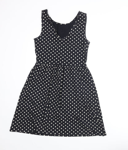 Only Womens Black Polka Dot Polyester A-Line Size S Round Neck Pullover