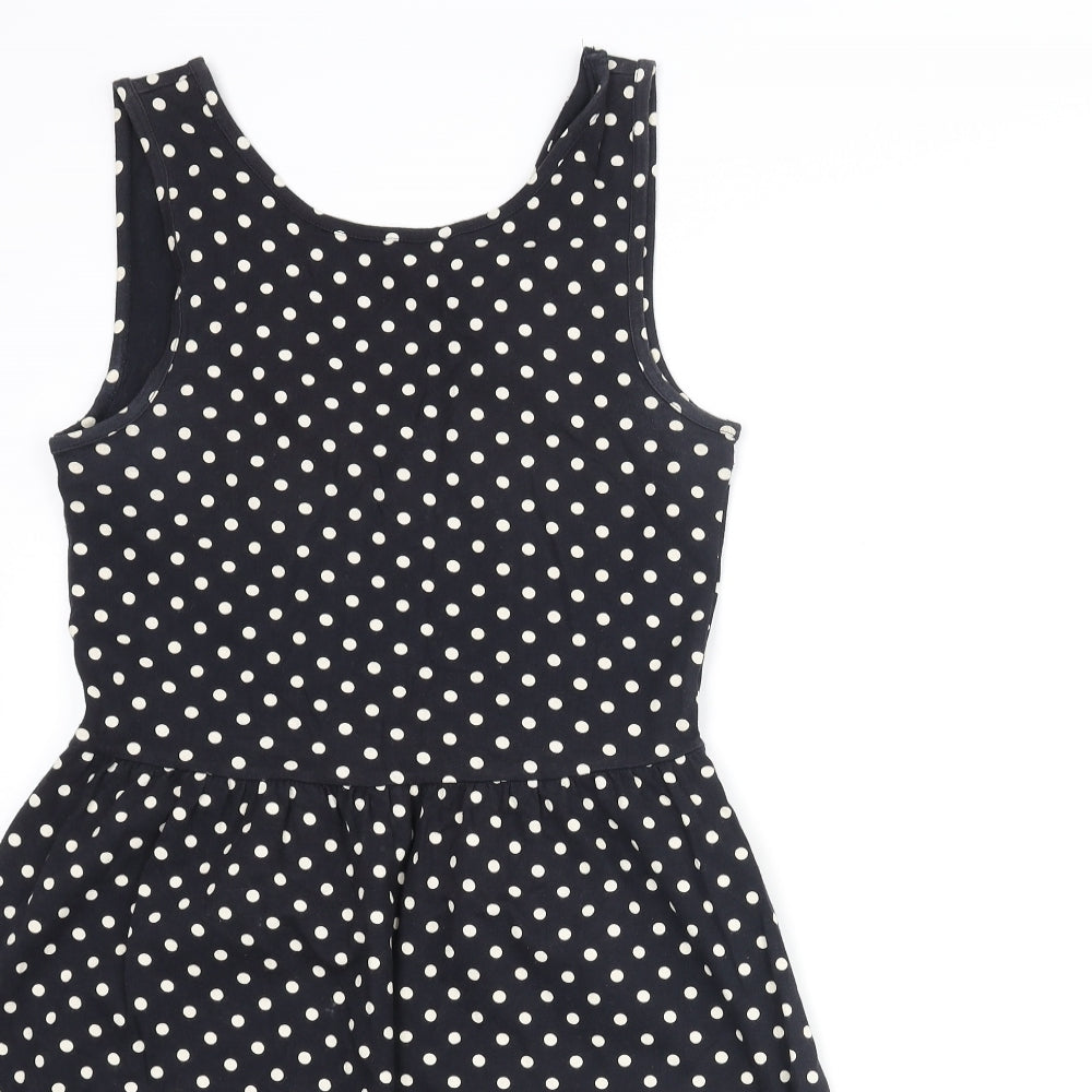 Only Womens Black Polka Dot Polyester A-Line Size S Round Neck Pullover