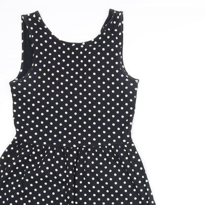 Only Womens Black Polka Dot Polyester A-Line Size S Round Neck Pullover