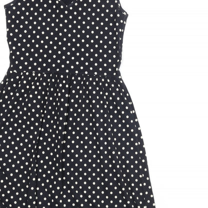 Only Womens Black Polka Dot Polyester A-Line Size S Round Neck Pullover