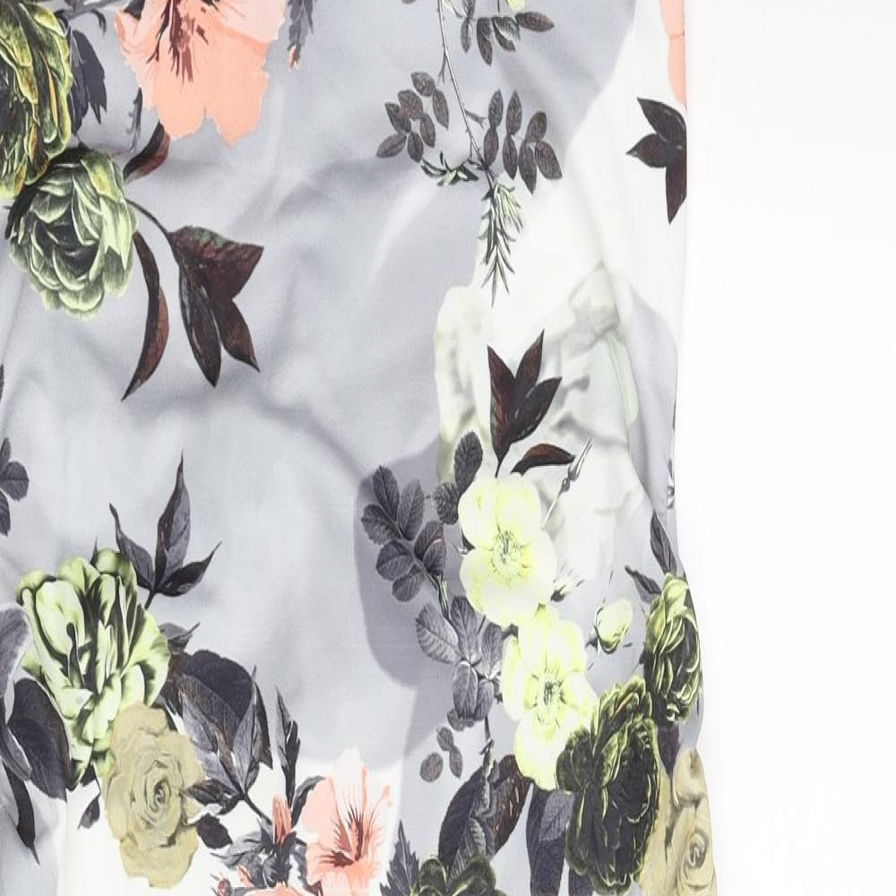 Boohoo Womens Multicoloured Floral Polyester Bodycon Size 8 Off the Shoulder Pullover