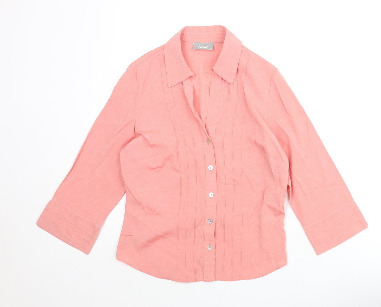 Womens UK Size 10 Wallis Pink Basic Button-Up