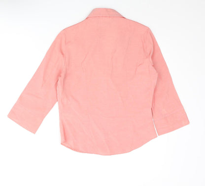 Womens UK Size 10 Wallis Pink Basic Button-Up