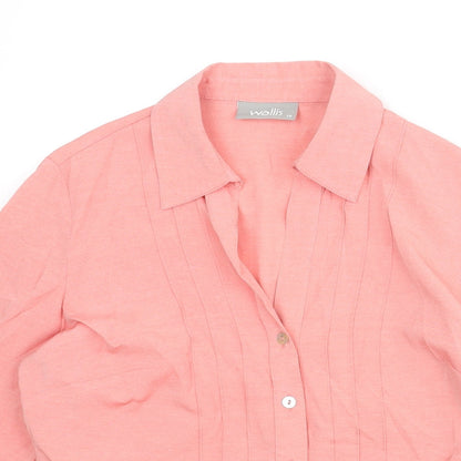 Womens UK Size 10 Wallis Pink Basic Button-Up