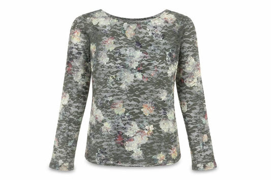 Front view of EDC women’s green polyester basic blouse, size M, round neck