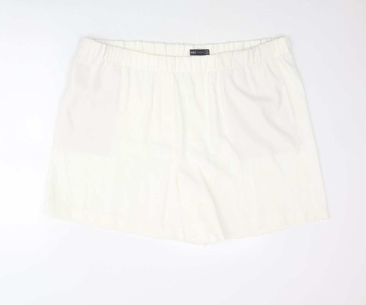 Marks and Spencer Womens Ivory Polyester Basic Shorts Size 24 L5 in Regular Pull On