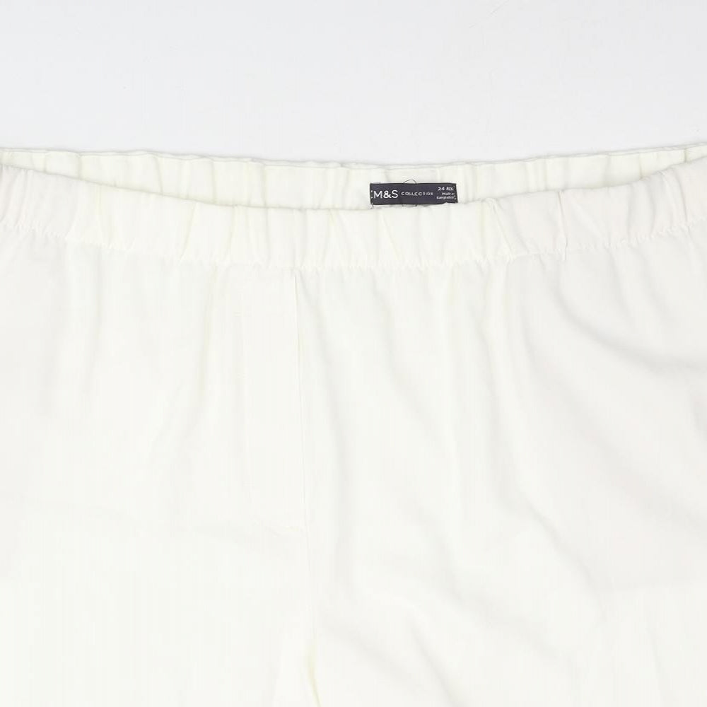 Marks and Spencer Womens Ivory Polyester Basic Shorts Size 24 L5 in Regular Pull On