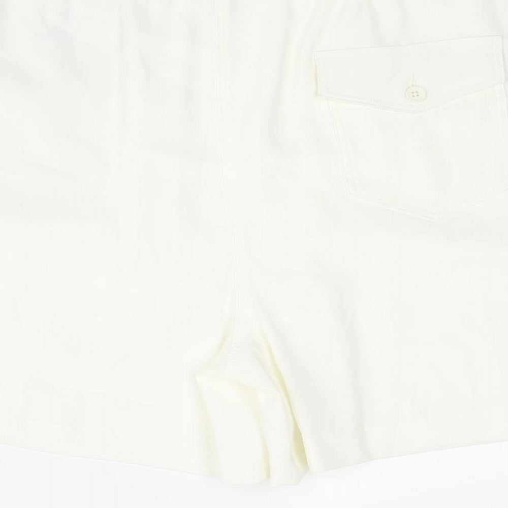 Marks and Spencer Womens Ivory Polyester Basic Shorts Size 24 L5 in Regular Pull On