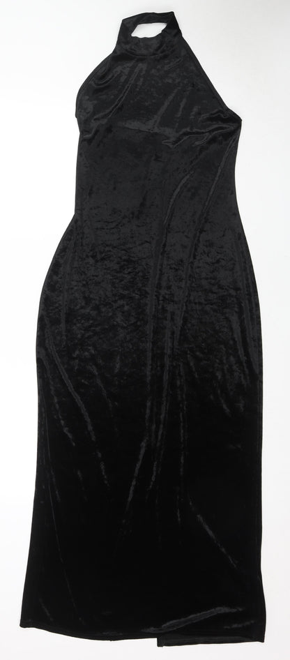 Wallis Womens Black Polyester Maxi Size 14 Halter Pullover