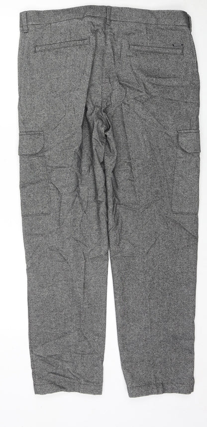 Autograph Mens Grey Cotton Cargo Trousers Size 30 in L31 in Regular Zip