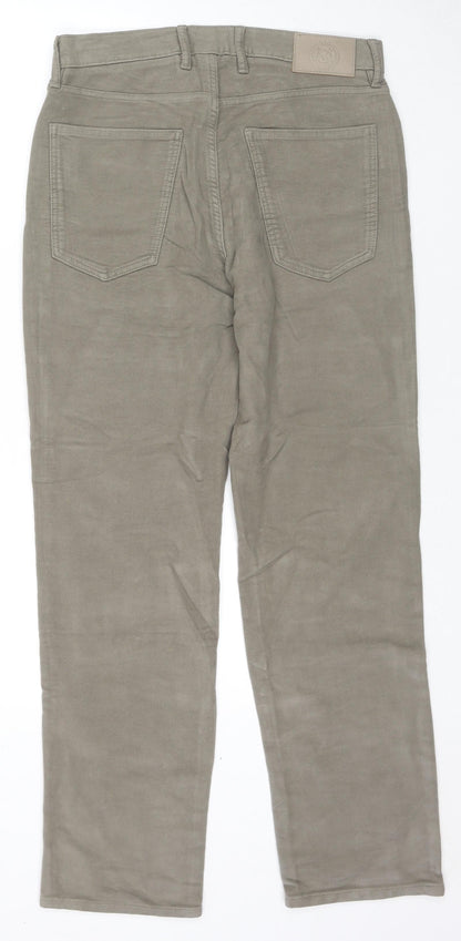 Marks and Spencer Mens Beige Cotton Trousers Size 30 in L31 in Regular Zip