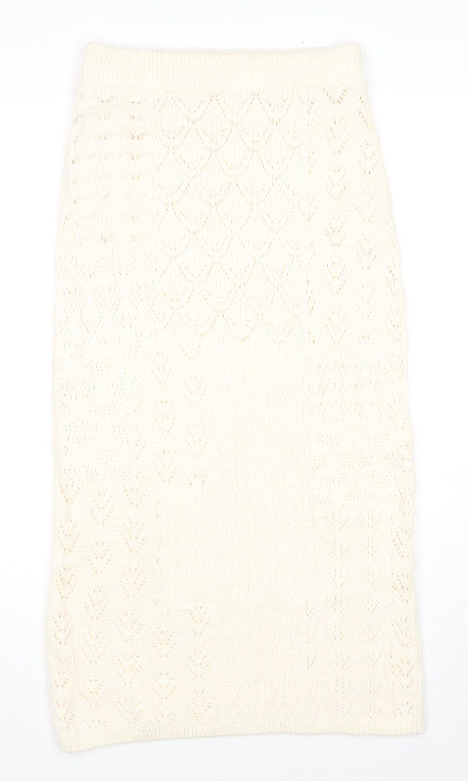 Marks and Spencer Womens Ivory Acrylic A-Line Skirt Size S
