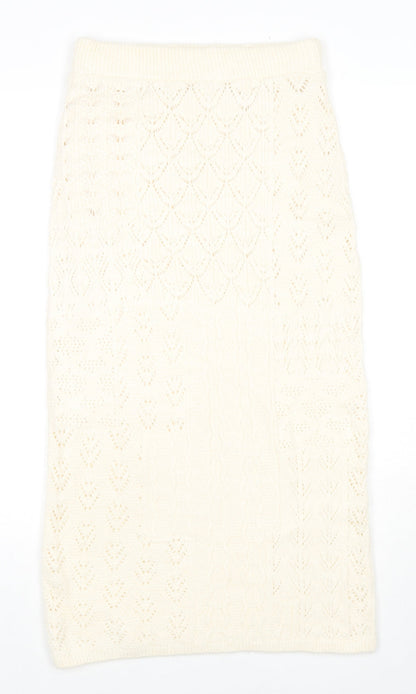 Marks and Spencer Womens Ivory Acrylic A-Line Skirt Size S