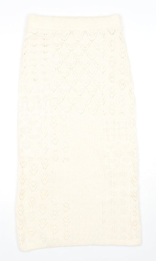Marks and Spencer Womens Ivory Acrylic A-Line Skirt Size S