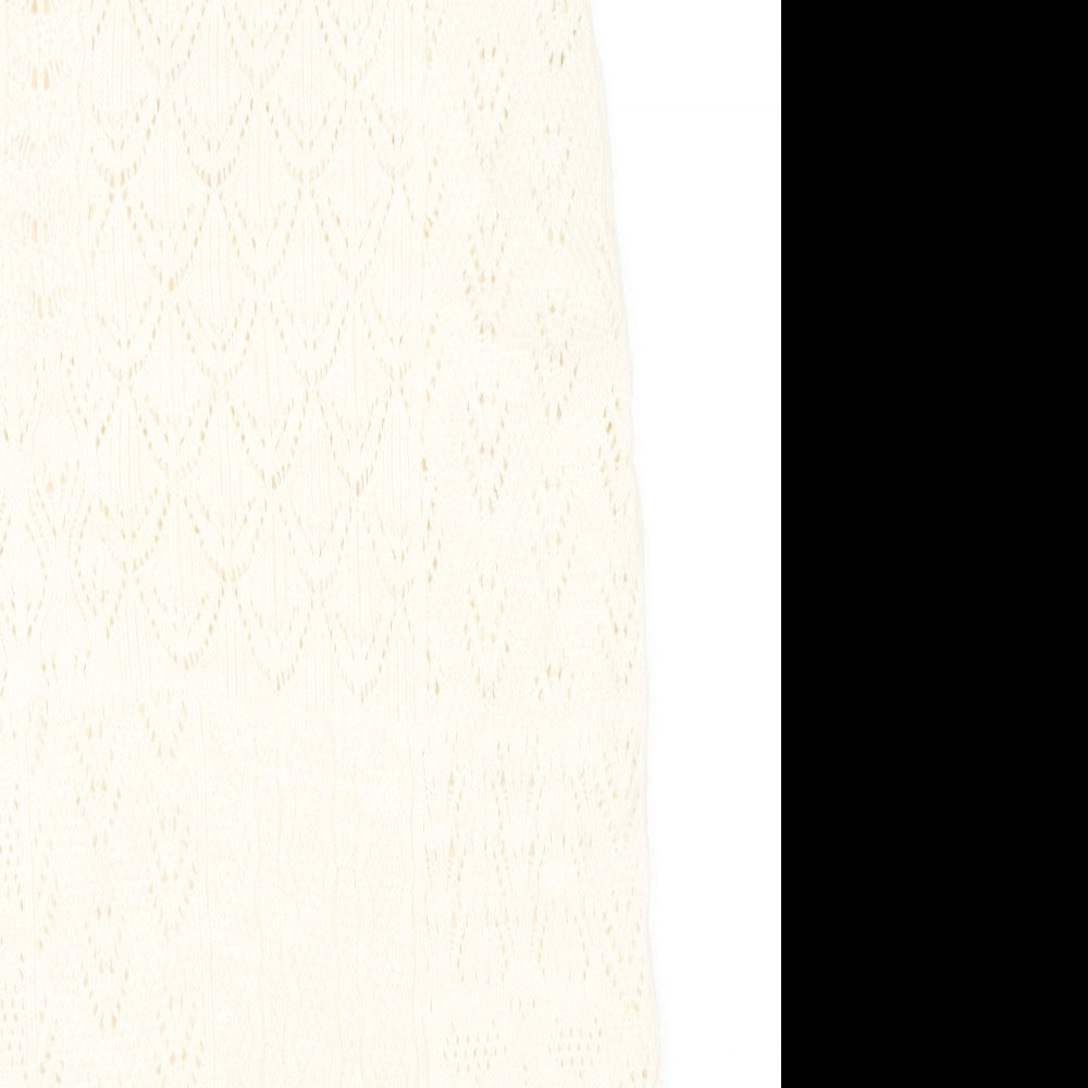 Marks and Spencer Womens Ivory Acrylic A-Line Skirt Size S