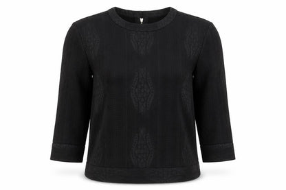 & Other Stories Womens Black Geometric Polyester Basic Blouse Size 8 Round Neck