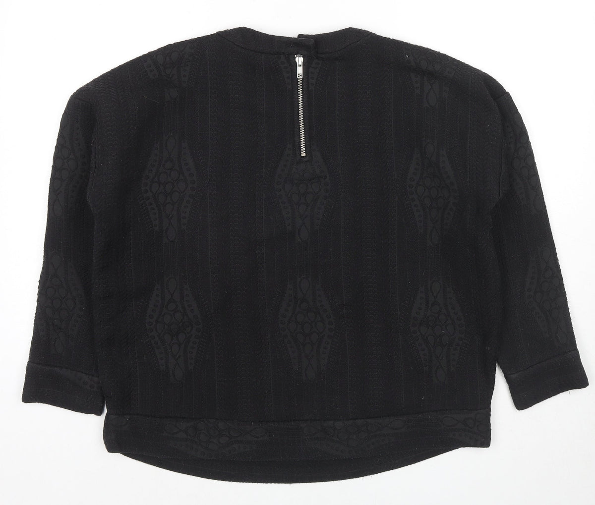 & Other Stories Womens Black Geometric Polyester Basic Blouse Size 8 Round Neck