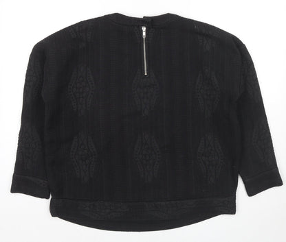& Other Stories Womens Black Geometric Polyester Basic Blouse Size 8 Round Neck