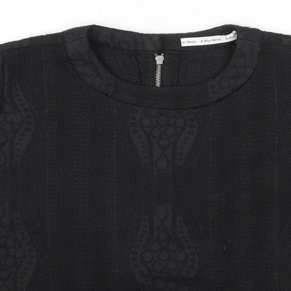& Other Stories Womens Black Geometric Polyester Basic Blouse Size 8 Round Neck