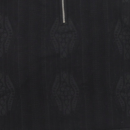 & Other Stories Womens Black Geometric Polyester Basic Blouse Size 8 Round Neck