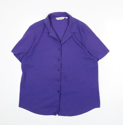 Womens UK Size 14 Holmewood Purple Basic Button-Up