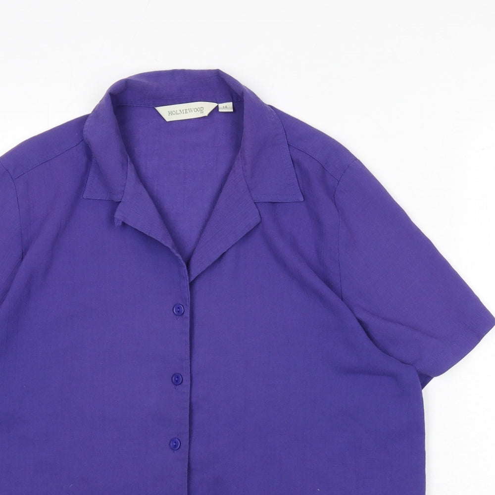 Womens UK Size 14 Holmewood Purple Basic Button-Up
