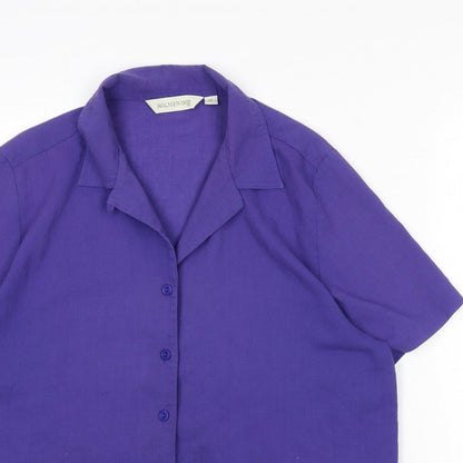 Womens UK Size 14 Holmewood Purple Basic Button-Up