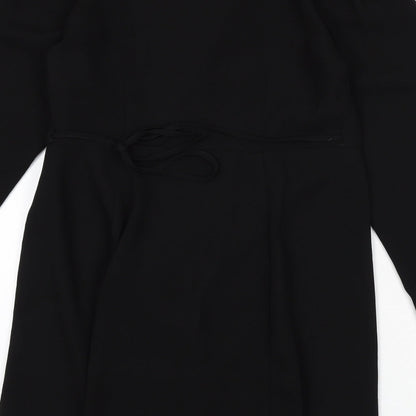 Topshop Womens Black Polyester Wrap Dress Size 10 V-Neck Tie