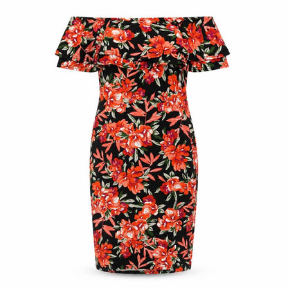 Miss Selfridge Womens Multicoloured Floral Viscose Bodycon Size 8 Off the Shoulder Pullover - Bardot