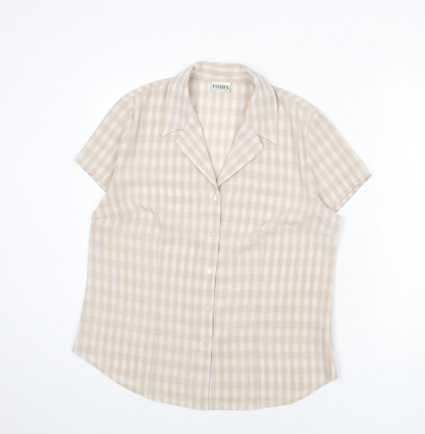 Womens UK Size 14 Fosby Beige Basic Button-Up