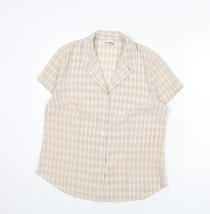 Womens UK Size 14 Fosby Beige Basic Button-Up
