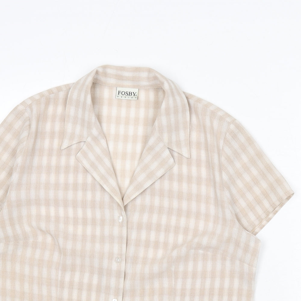 Womens UK Size 14 Fosby Beige Basic Button-Up