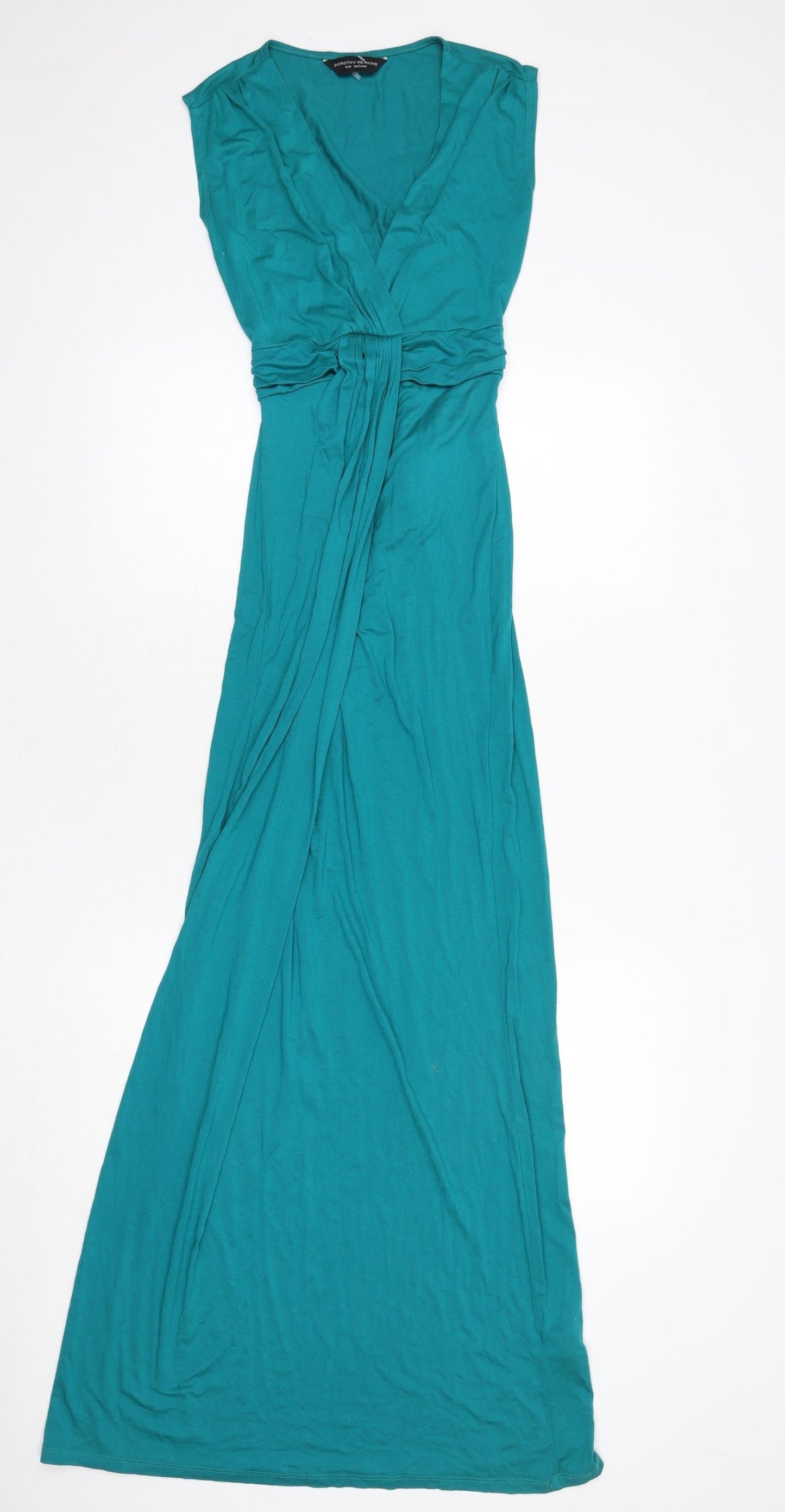 Dorothy Perkins Womens Green Viscose Maxi Size 8 V-Neck Pullover - Knot Front, Tie