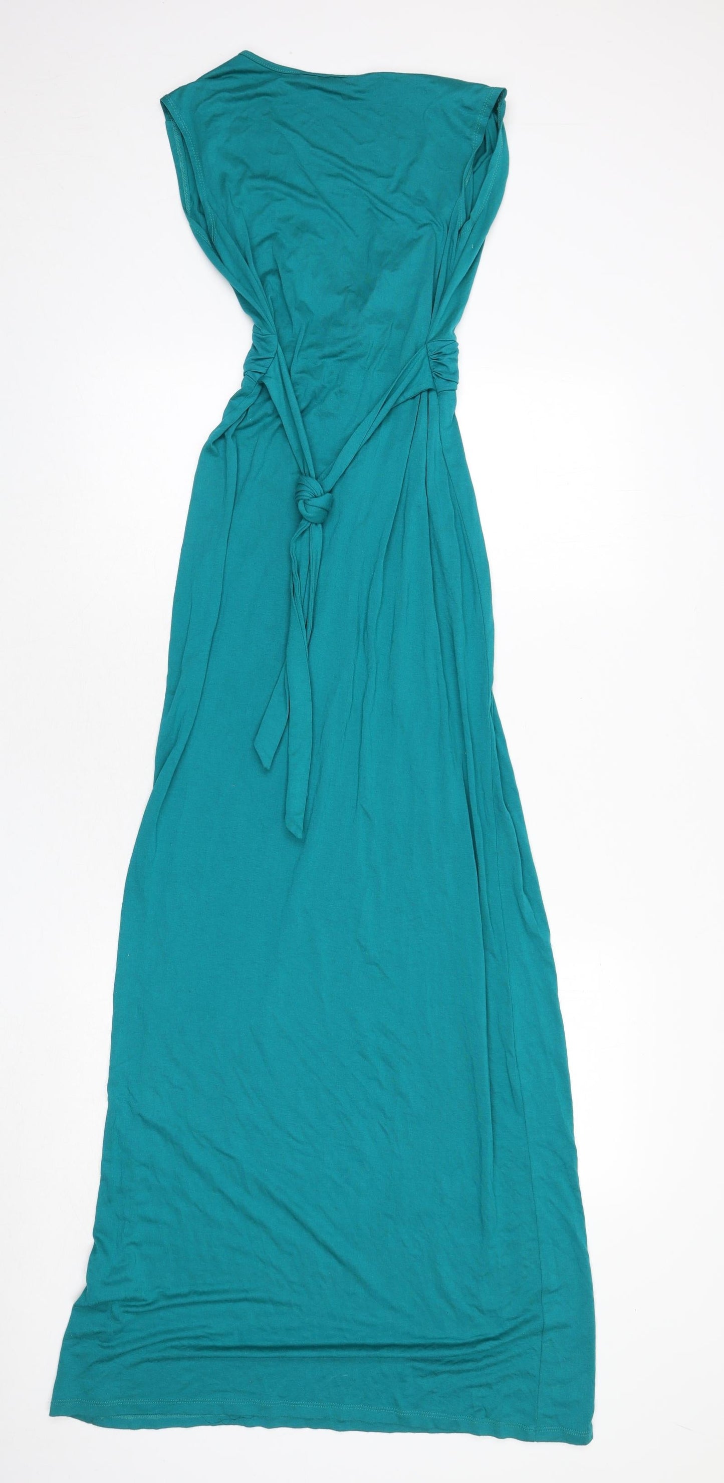 Dorothy Perkins Womens Green Viscose Maxi Size 8 V-Neck Pullover - Knot Front, Tie