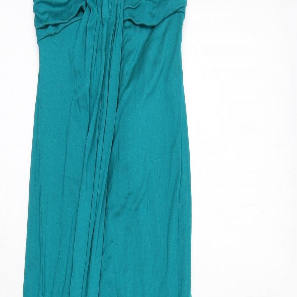 Dorothy Perkins Womens Green Viscose Maxi Size 8 V-Neck Pullover - Knot Front, Tie