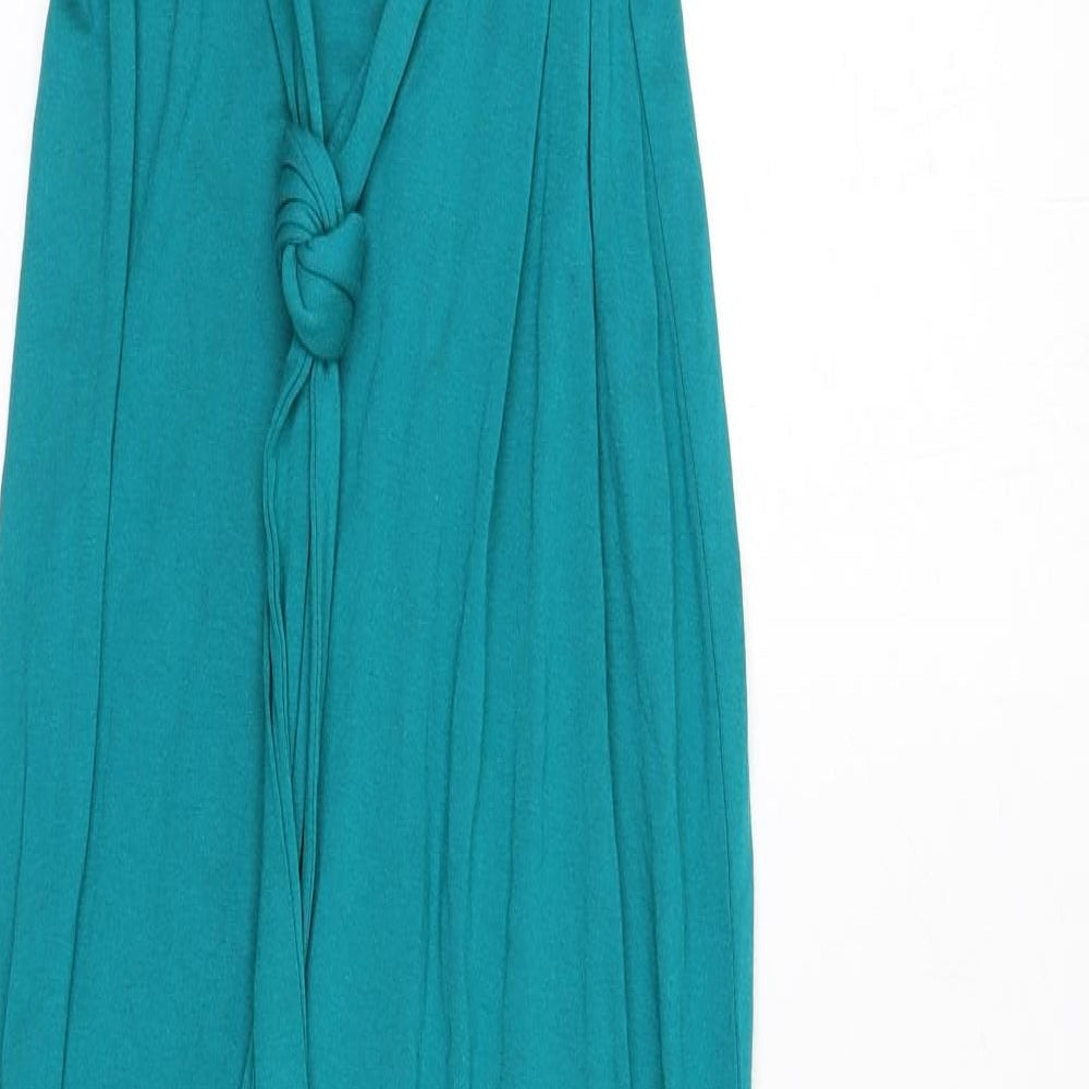 Dorothy Perkins Womens Green Viscose Maxi Size 8 V-Neck Pullover - Knot Front, Tie