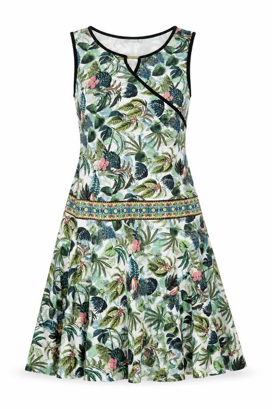 HEINE Womens Multicoloured Geometric Polyester Fit & Flare Size 12 Round Neck Pullover - Leaf and Flower Print