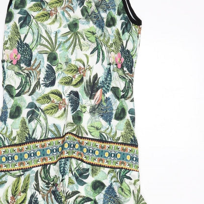 HEINE Womens Multicoloured Geometric Polyester Fit & Flare Size 12 Round Neck Pullover - Leaf and Flower Print