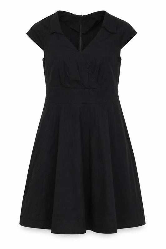 Bbonlinedress Womens Black Cotton Fit & Flare Size XL V-Neck Zip - Vintage